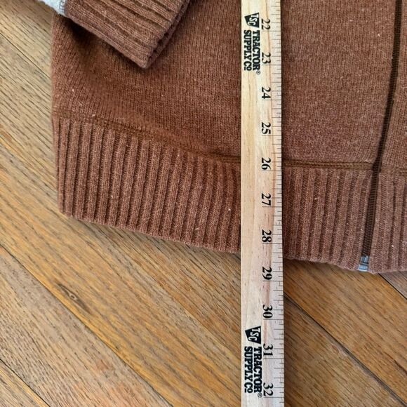 Trailer Mens Brown Cream Long Sleeve Wool Zip Up Sweater Large - Picture 6 of 10